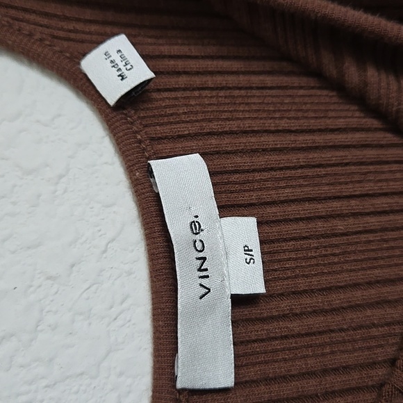 Vince Rib Sweetheart-Neck Camisole Dress Sleeveless A-line Hazelnut Brown S - Picture 7 of 10